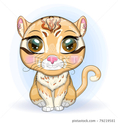 Asian golden cat with characteristic spots and colors 79219581