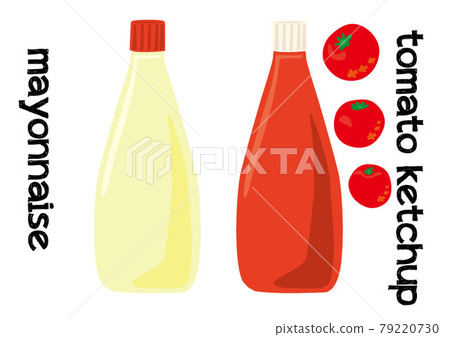 Handwritten mayonnaise sauce and ketchup sauce Handwritten mayonnaise sauce and ketchup sauce 79220730