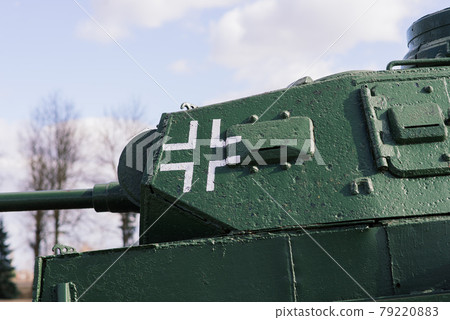 Abandoned war german tanks in museum. Urbex exploration in german countryside. 79220883