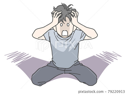 Image illustration of a man holding his head in despair 79220913