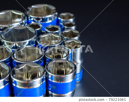 Block wrench set on a black background. Block wrench set on a black background. 79221061