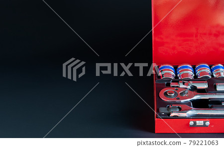 block wrench set on a black background block wrench set on a black background 79221063