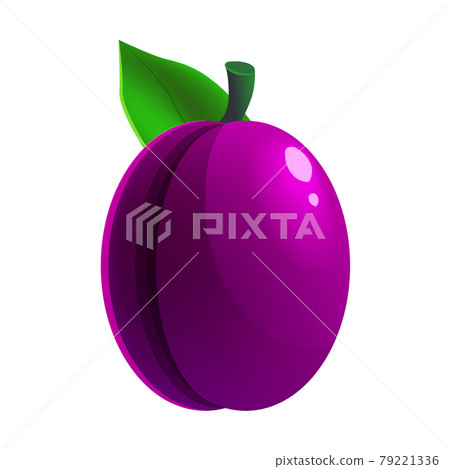 Ripe plum fruit whole fresh organic, purple color, icon. Vector illustration symbol icon cartoon 79221336
