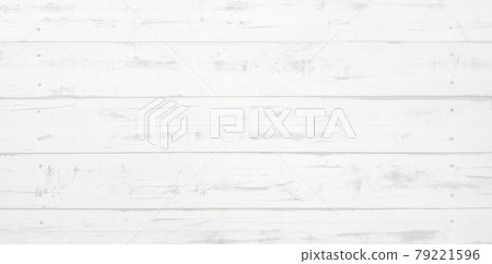 Horizontally long wooden background image with wood grain painted roughly in white 79221596