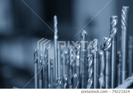 The close-up scene of various type end mill tool. The close-up scene of various type end mill tool. 79221824