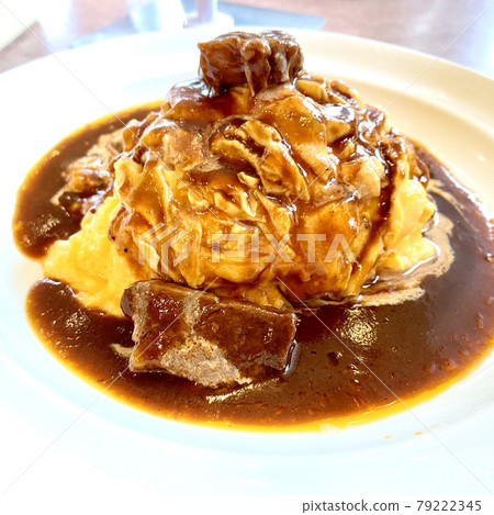 Close-up photo of omelet rice with plenty of meat Close-up photo of omelet rice with plenty of meat 79222345
