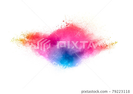 Abstract blurred motion of colorful dust particles on black background. 79223118