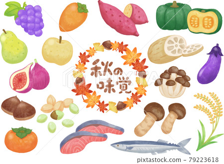 Hand-painted autumn taste illustration set (colored pencils) 79223618