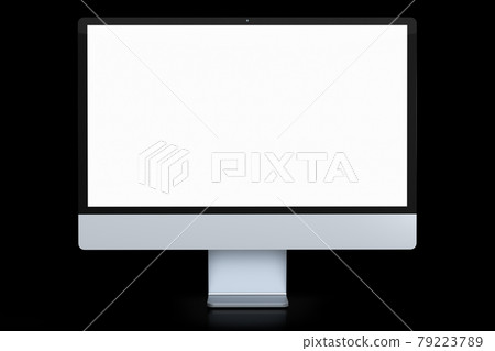 Realistic grey computer screen display isolated on black background. Realistic grey computer screen display isolated on black background. 79223789