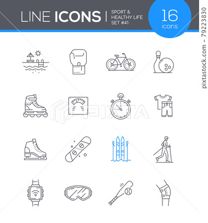 Sport and Healthy lifestyle - line design style icons set 79223830