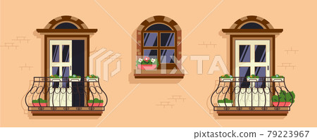 Balcony Doors Windows Realistic 79223967