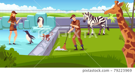 Zoo Animals Zookeepers Composition 79223969