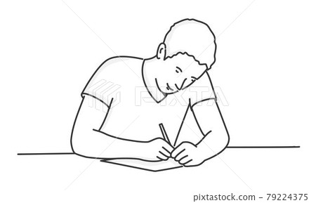 Man writing letter. - Stock Illustration [79224375] - PIXTA