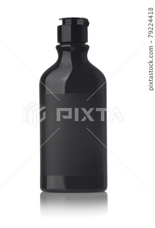 Black cosmetic bottle with blank label 79224418