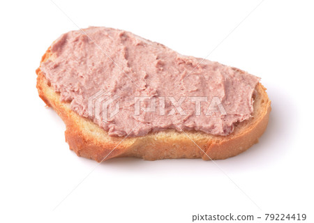 Slice of wheat bread with liver pate 79224419