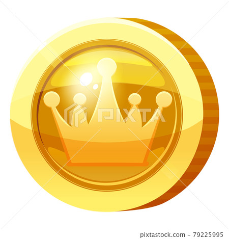 Gold Medal Coin Heart symbol. Golden token for games, user interface asset element. Vector illustration 79225995