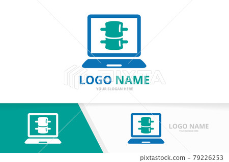Spine and notebook logo combination. Vertebral column and laptop logotype design template. Spine and notebook logo combination. Vertebral column and laptop logotype design template. 79226253