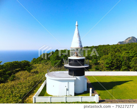 Aerial view of the scenery of Cape Motsuta Lighthouse in Setana Town, Hokkaido in early summer Aerial view of the scenery of Cape Motsuta Lighthouse in Setana Town, Hokkaido in early summer 79227277