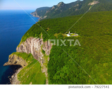 Aerial view of Cape Motta in Setana, Hokkaido in early summer 79227541