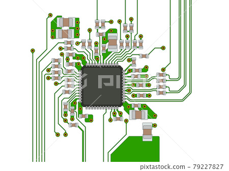 Image illustration of electronic circuit board (hand-drawn) Image illustration of electronic circuit board (hand-drawn) 79227827