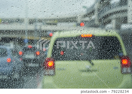 Drive on a rainy day Poor visibility Drive on a rainy day Poor visibility 79228234