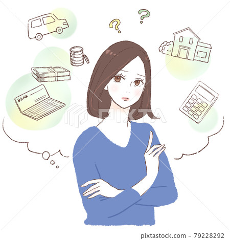 Woman who is troubled with money 79228292