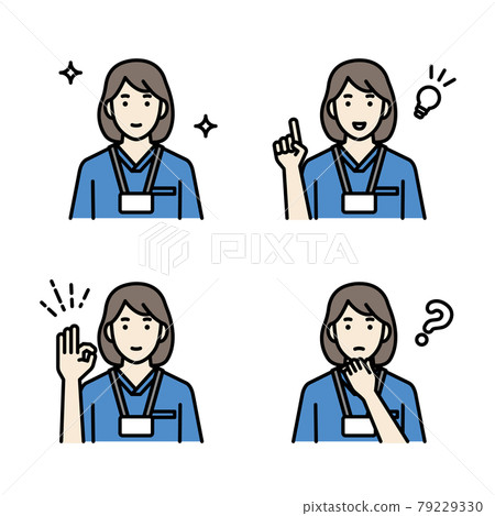 Female doctor's upper body avatar set 79229330