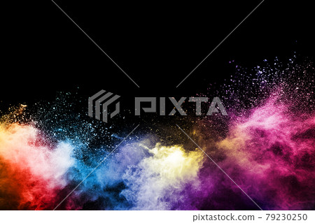 abstract colored dust explosion on a black background. abstract colored dust explosion on a black background. 79230250