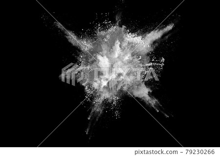 White powder explosion on black background. Colored cloud. Colorful dust explode. Paint Holi. 79230266
