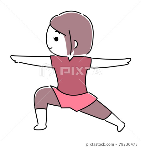 Yoga warrior pose woman Yoga warrior pose woman 79230475