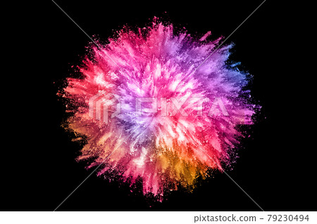abstract colored dust explosion on a black background. abstract colored dust explosion on a black background. 79230494