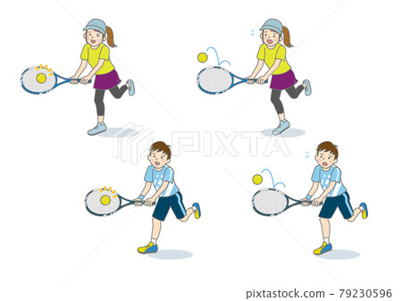 Men and women playing tennis Men and women playing tennis 79230596