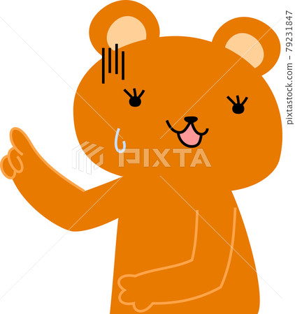 Illustration of a cute bear that guides you with your finger Illustration of a cute bear that guides you with your finger 79231847