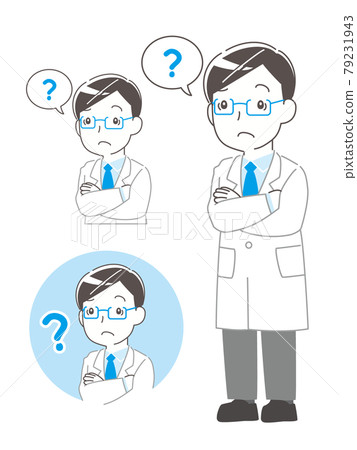 Male doctor wondering illustration set vector Male doctor wondering illustration set vector 79231943
