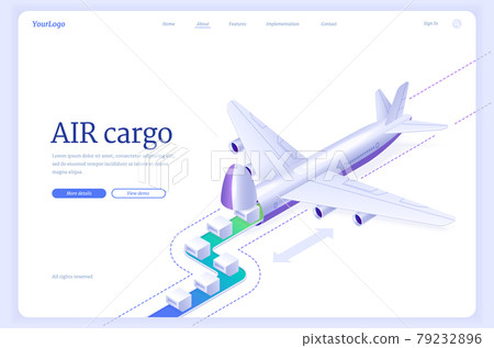 Air cargo isometric landing, airplane logistics Air cargo isometric landing, airplane logistics 79232896