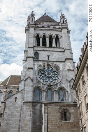 Closeup of facade of st. Pierre Cathedral cathedral Closeup of facade of st. Pierre Cathedral cathedral 79233068