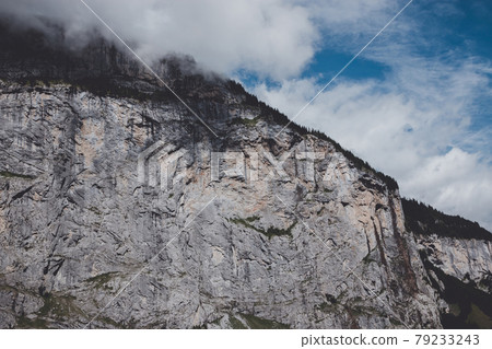 View valley of waterfalls in city Lauterbrunnen, Switzerland, Europe. View valley of waterfalls in city Lauterbrunnen, Switzerland, Europe. 79233243