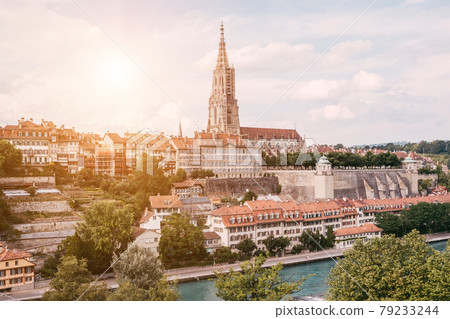 Panoramic view on Bern Minster and historic old town of Bern Panoramic view on Bern Minster and historic old town of Bern 79233244