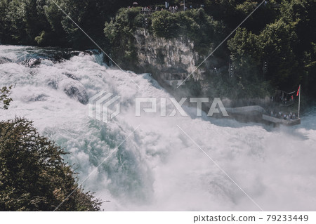 The Rhine Falls is the largest waterfall in Europe in Schaffhausen, Switzerland The Rhine Falls is the largest waterfall in Europe in Schaffhausen, Switzerland 79233449