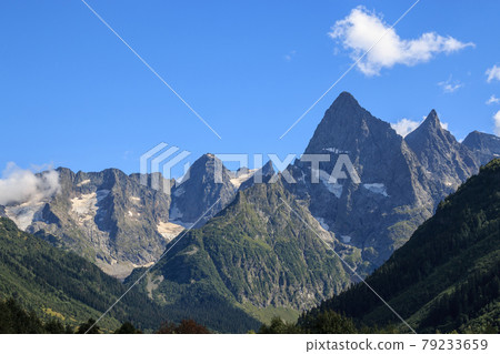 Closeup view of mountains scenes in national park Dombay, Caucasus Closeup view of mountains scenes in national park Dombay, Caucasus 79233659