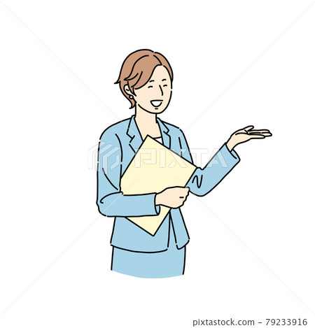 女性解釋，辦公室女士，業務，指導，演示 79233916