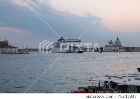 Closeup view of liner PO Cruises in Laguna Veneta of Venice Closeup view of liner PO Cruises in Laguna Veneta of Venice 79233935
