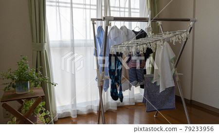 Dry the laundry in the room during the rainy season. Laundry room drying. 79233956