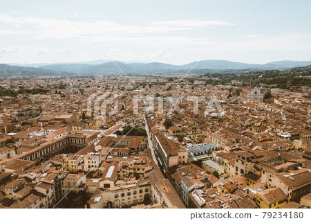 Aerial panoramic view of city of Florence from cupola of Florence Cathedral 79234180