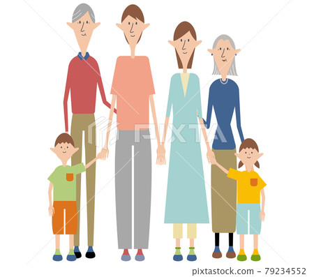 Group illustration of 3 generation family 79234552