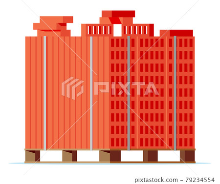 Wooden Pallet with Red Bricks. 79234554