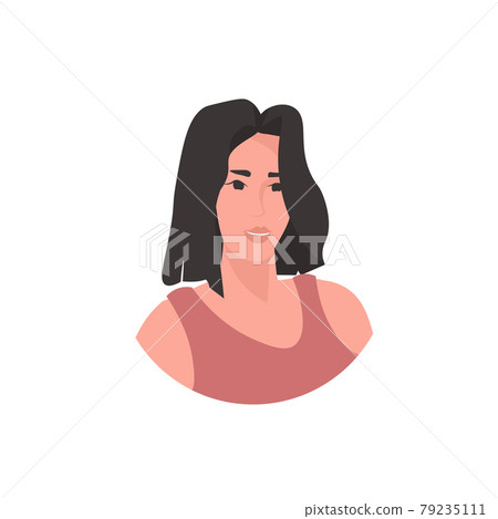 smiling woman head avatar beautiful human face female cartoon character portrait 79235111