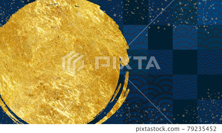日式背景素材，金箔舞動的精美設計，畫筆觸圈 79235452