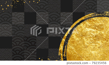 日式背景素材，金箔舞動的精美設計，畫筆觸圈 79235456