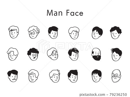 Male illustration facial expression monochrome Male illustration facial expression monochrome 79236250